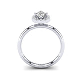 Gabriano Margaret 4 tırnaklı tektaş yüzük; GIA-HRD sertifikalı oval pırlanta ve beyaz altın montürün yandan görünüşü